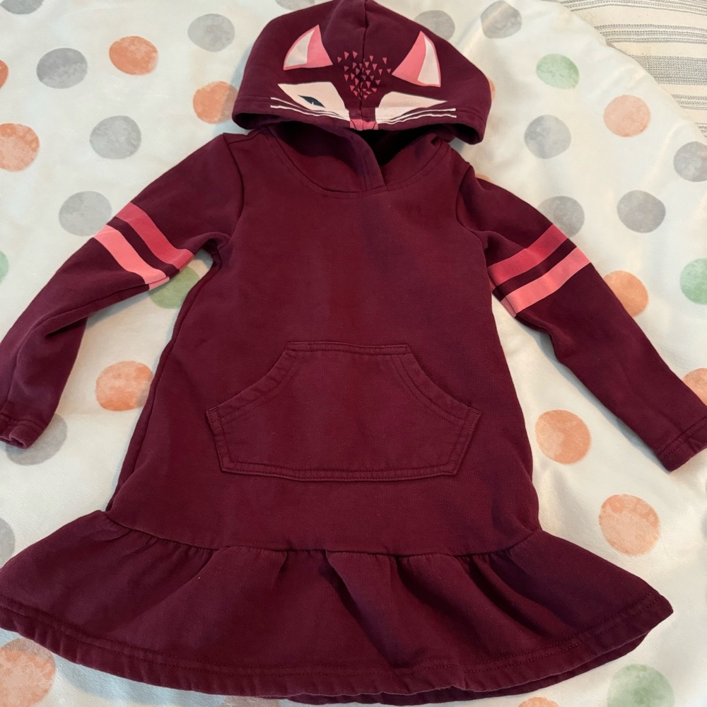 Tea Collection- hooded fox sweatshirt dress, size 3T
